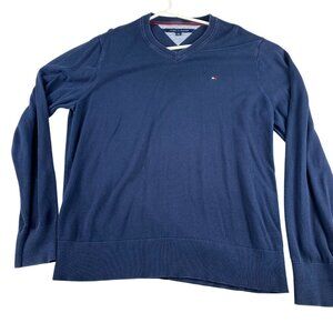 Tommy Hilflinger Mens V-Neck Sweater XL Navy Blue